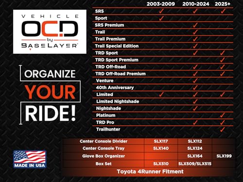 Center Console Organizer Tray for Toyota 4Runner (2003-2009) - Made in USA - SLX140