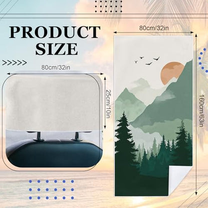 2 Pack Car Towel Seat Covers with Storage Bag, Multifunctional Towel for Gym Outdoor Sport, Picnic, Beach, Pet Dog Travel,Non-Slip Washable Car Seat Protector (Landscape Painting)