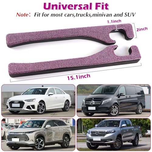 Briwill Pink Car Seat Gap Filler, Set of 2 Pink Bling Car Gap Filler Universal Fit for Car SUV Truck, Handmade Crystal Rhinestone Diamond Pink Bling Car Accessories for Women(Pink) - color: E-Pink
