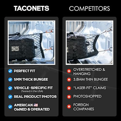 TacoNets Envelope Cargo Net for Colorado/Canyon - Fits 2023-Current - Upgraded 5mm Bungee - Integrated Storage Bag - Heavy Duty Carabiners - Designed in USA - style: Chevy Colorado / GMC Canyon 2023+