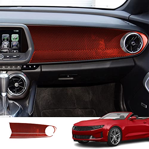Custom Interior Accessories 3PCS for Chevrolet Camaro 2016 2017 2018 2019 2020 2021 2022 Red Carbon Fiber Center Console Cover Co-Pilot Dashboard Cover Sticker Protection Decoration - size: Co-pilot dashboard cover