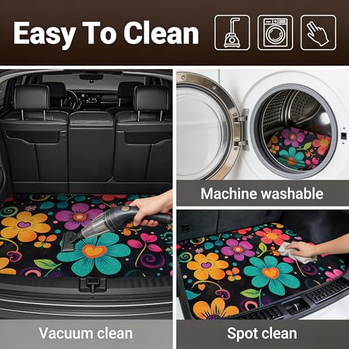 Car Trunk Mat - Universal Size 29" x 39", Floral Pattern Cargo Liner, Car Accessory for SUVs/Sedan/Wagons, Durable Protective Mat, Trunk Liner for Families/Travel Enthusiasts (Flowers-8) - style: flowers-8