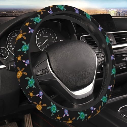 sea Turtle Neoprene Steering Wheel Cover for Men Women Anti-Slip Elastic Steering Wheel Protective Cover 15in Universal Car Accessories Fit Cars, SUVs, Auto - color: Sea Turtle