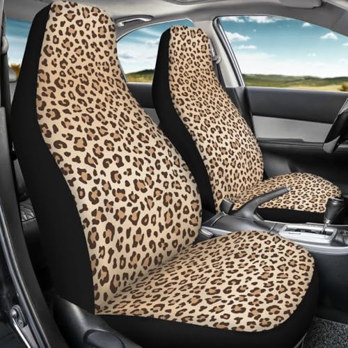 Pehede Car Seat Cover Leopard Front for Cars, Easy to Install Cover Set, Accessories Auto Trucks Van SUV,2 Packs - color: Multi19