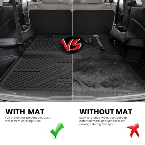 LASFIT Cargo Mat with Backrest Mat for Honda Pilot 2016-2022, Split & One-Piece Foldable Seating TPE Custom Fit Trunk Mat Cargo Liner with Seatback Mat Accessories, Black - style: 4）For Honda Pilot | 2016-2022 | Trunk Mat