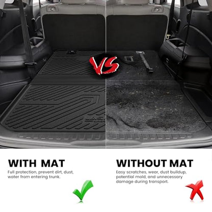 LASFIT Cargo Mat with Backrest Mat for Honda Pilot 2016-2022, Split & One-Piece Foldable Seating TPE Custom Fit Trunk Mat Cargo Liner with Seatback Mat Accessories, Black - style: 4）For Honda Pilot | 2016-2022 | Trunk Mat