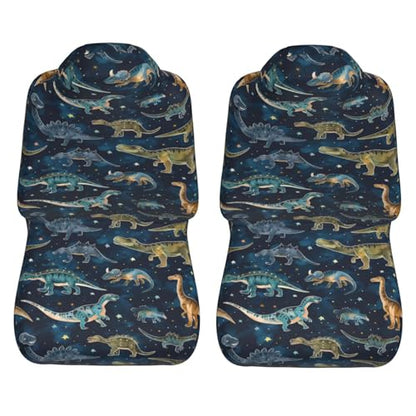 Dinosaur Pattern Front Seat Covers 2 Pack, Vehicle Seat Protector Car Mat Covers, Fit Most Bucket Seats - color: Dinosaur Pattern
