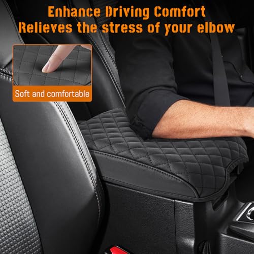 Thicker Center Console Cover fit for Toyota Tacoma 2016 2017 2018 2019 2020 2021 2022 2023,Waterproof Microfiber Leather Middle Console Armrest Cover,Arm Rest Box Lid Cushion Protector,Black - color: Diamond Quilted - Black