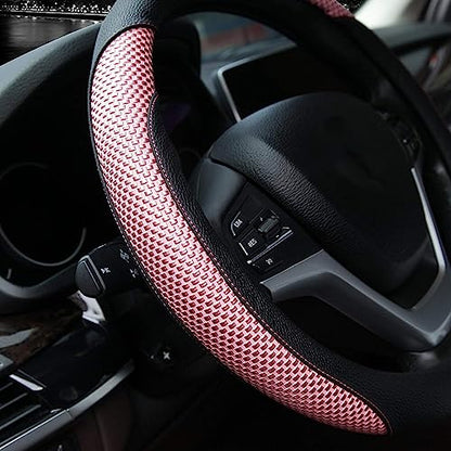 Valleycomfy Steering Wheel Cover with Microfiber Leather for Car Truck SUV 15 inch (Pink) - color: Z-Pink, size: Medium(Standard) Size[14.5"-15"]
