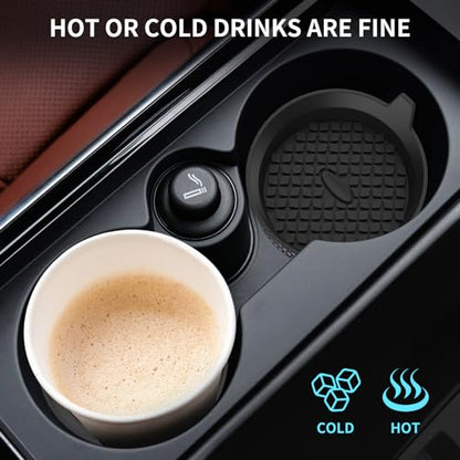 ME.FAN Car Cup Holder Coasters [4 Pack] Silicone Cups Mats, Automotive Universal Non-Slip Recessed Interior Accessories Black - color: 4 Pack-black