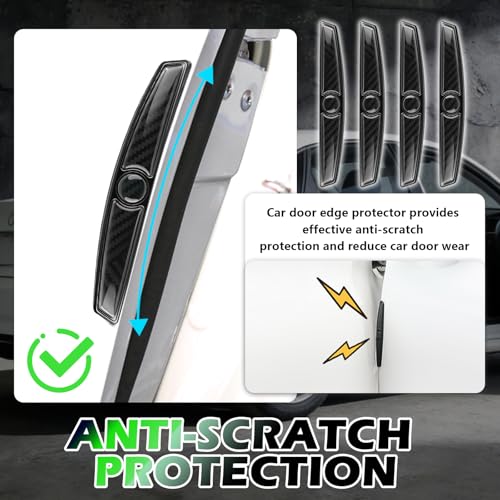 4PCS Carbon Fiber Car Door Edge Protector | Thickened Shark Blade Shape,Self-Adhesive Anti-Scratch Car Door Protector Edge Guard