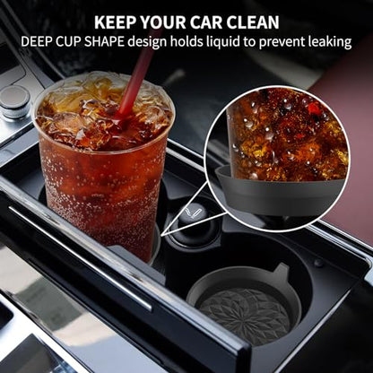 ME.FAN Car Cup Coasters [4 Pack] Silicone Cars Coasters - Universal Non-Slip Recessed Interior Accessories - Cup Holder Inserts Black - color: 4pack-black
