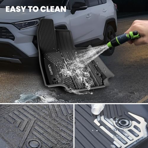 LASFIT Floor Mats for Toyota RAV4 2019-2025 Gas(Not Fit Hybrid/Prime) All Weather TPE Custom Fit Floor Liners for RAV 4 LE/XLE/Limited/Adventure/XLE Premium/TRD Off-Road Front&Rear 2 Row Car Mats