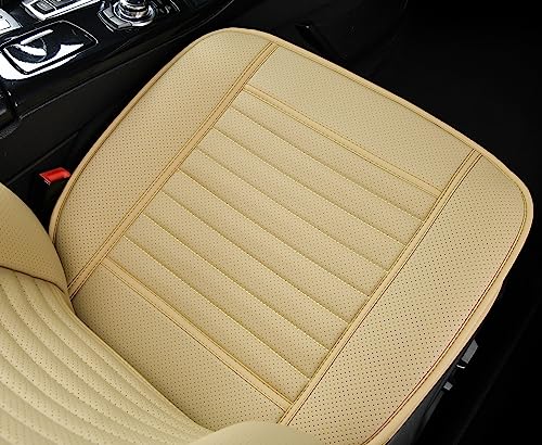 2pc Car Seat Covers, Luxury Car Protectors,Universal Anti-Slip Driver Seat Covers, Edge WrappingsFront Car Seat Covers with PU Leather(Beige) - color: Beige, size: 2x Front Seat Covers
