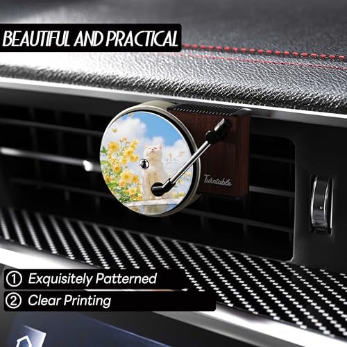 Maicican 12 PCS Starry Sky Cat Car Air Freshener Vent Clip, Cute Car Air Freshener with Record Player Design, Unique Car Accessories and Decor for Music Lovers or Cat Lover (Customized Black A) - color: Customized Black A