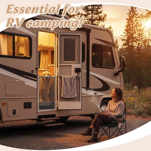 Rv Screen Door Protector, Lightweight Foldable Nylon Mesh Door Guard, 24.2-20.2 Inch, Scratch-Resistant Cover for Dogs & Kids, Easy Install Travel-Friendly Camper Entrance Protection, Black