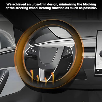 Microfiber Leather Universal 14.5-15 inch Steering Wheel Cover,Easy to Install Non-Slip Breathable Steering Wheel Protector Black