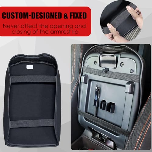 Center Console Cover for Nissan Frontier 2026 2025 2024 2023 2022 - [Upgraded] PU Leather Armrest Cushion Cover for Nissan Frontier Interior Accessories - Thick (Black Stitches) - size: 1) 22+ |Froniter| Black Stitch, +Thick Size
