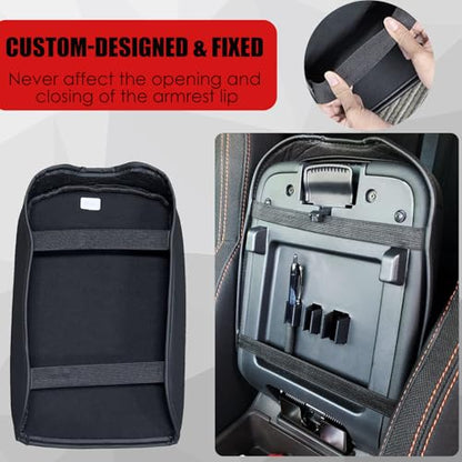 Center Console Cover for Nissan Frontier 2026 2025 2024 2023 2022 - [Upgraded] PU Leather Armrest Cushion Cover for Nissan Frontier Interior Accessories - Thick (Black Stitches) - size: 1) 22+ |Froniter| Black Stitch, +Thick Size