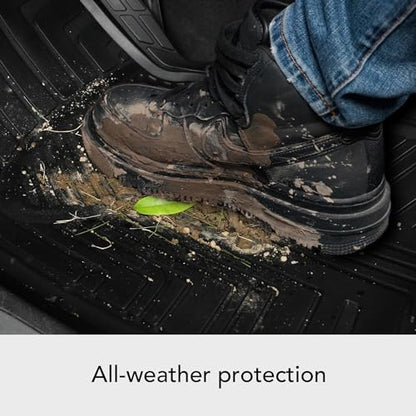 Amazon Basics 2-Piece Premium All-Season Anti-Slip Rubber Floor Mats for Cars, SUVs and Trucks, Universal Trim to Fit, Black