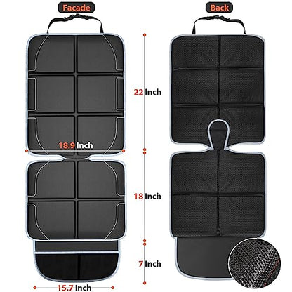 Gimars Car Seat Protector, 2 Pack, XL Thicken EPE Cushion Waterproof 600D Fabric Car Seat Cover for Child Car Seat with Nonslip Backing Mesh Pockets for Baby SUV Sedan Truck Leather Seats, Black-Gray - color: B-2PACK