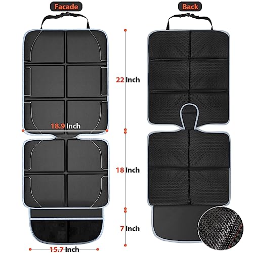 Gimars Car Seat Protector, 2 Pack, XL Thicken EPE Cushion Waterproof 600D Fabric Car Seat Cover for Child Car Seat with Nonslip Backing Mesh Pockets for Baby SUV Sedan Truck Leather Seats, Black-Gray - color: B-2PACK