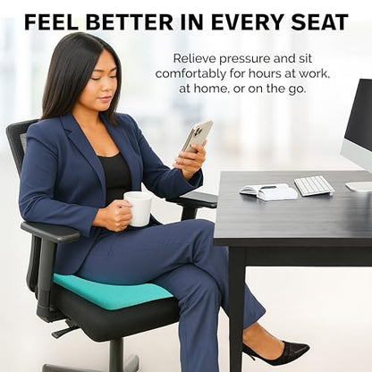 Gel Seat Cushion for Tailbone Support and Relief from Butt and Back Pain and Pressure - Cushions are Large Thick and Comfortable - Ideal for Office Chairs Driving Travel and Long Sitting