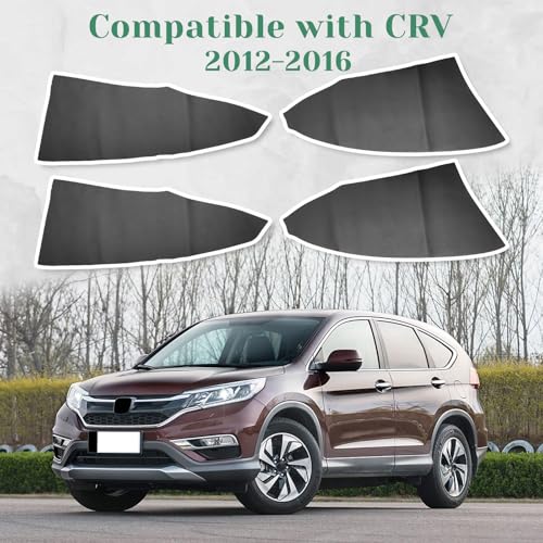 4PCS Door Panel Cover Compatible with Honda CRV 2012-2016 Front and Back Vinyl Leather Insert Cards Protector Trim Black (Only Leather Part)