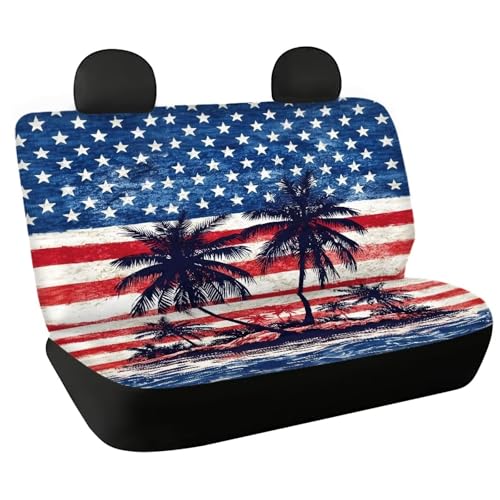 AFPANQZ Car Seat Covers 2 Pcs Back Seat Cushion Split Bench Covers, American Flag Palm Universal Rear Seat Protector for SUV Trucks Sedan - color: American Flag Palm