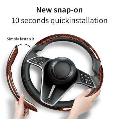 3-Piece Carbon Fiber Steering Wheel Cover, Anti-Slip & Segmented Thin Design for Comfort Grip, Universal Fit 99% Cars SUV Truck,Brown - color: Brown