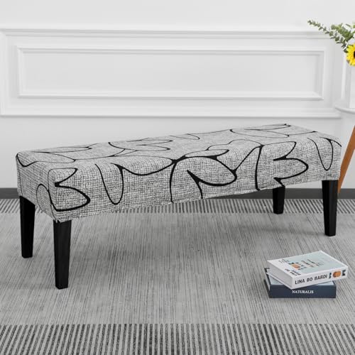 SPRINGRICO Stretch Dining Bench Cover, Removable Bench Slipcover Washable Bench Seat Protector Rectangle Bench Cover for Dining Room, Living Room, Bedroom, Kitchen (Lotus Gray) - color: Lotus Gray