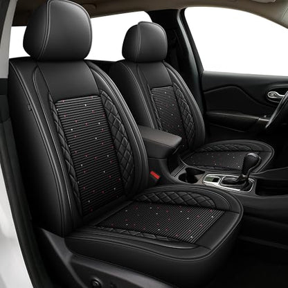 2 Front Car Seat Covers Set Fit for Ford Transit Connect 2010-2026,Ice Silk Breathable Faux Leather Waterproof Seat Covers(Black,2PCS Front)