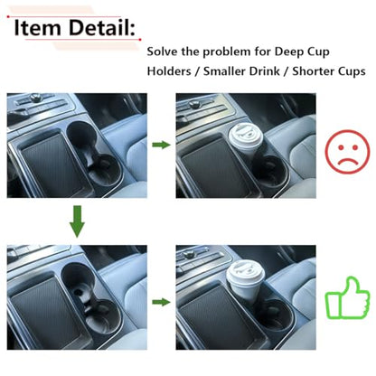 2PCS Center Console Cup Holder Insert Mat, Diameter at 3.11 inch, Height at 0.9 inch, for Deep Cup Holders Smaller Drink Shorter Cups and More