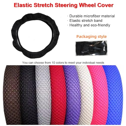 Hiflyer Steering Wheel Cover - Universal 14.5-15 Inch, Soft Microfiber Car Wheel Cover for Women & Men (Black)