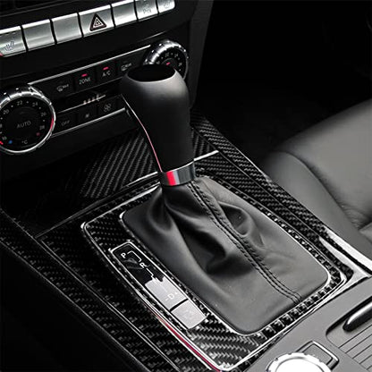 for Mercedes-Benz C-Class W204 2007-2013 Real Soft Carbon Fiber Center Console Gear Shift Panel Surround Cover Trim Kit Car Interior Accessories - color: Gear Shift Panel B