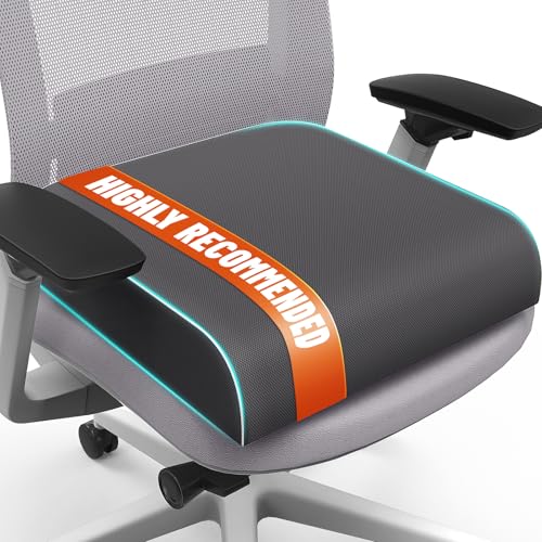 Seat Cushion for Tailbone Pain Relief, Office Chair Cushion, Memory Foam Large Chair Cushion with Non-Slip Cover for Soft Support at Office Chair, Car Seat, Airplane Grey/Large - color: Gray, size: Large