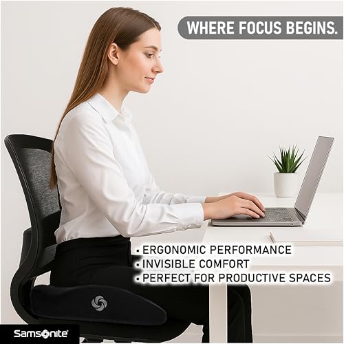 Samsonite Car Seat Cushion Curved Pillow - Butt Cushions for Office Chairs, Car Seat Back Support Pillow Tailbone Support Cushion