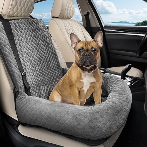 Sephyroth Dog Car Seat for Small/Medium Dogs,Dog Car Bed Washable Pet Travel Safety Seat,Super Soft Safe Removable Puppy Car Seat(Gray) - color: Gray, size: Small