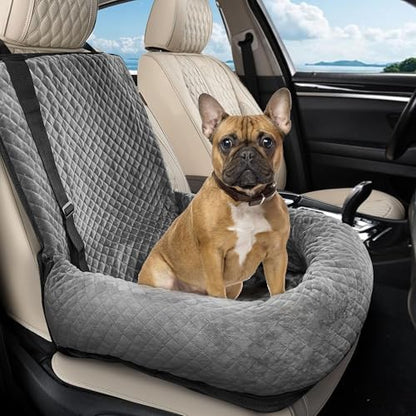 Sephyroth Dog Car Seat for Small/Medium Dogs,Dog Car Bed Washable Pet Travel Safety Seat,Super Soft Safe Removable Puppy Car Seat(Gray) - color: Gray, size: Small
