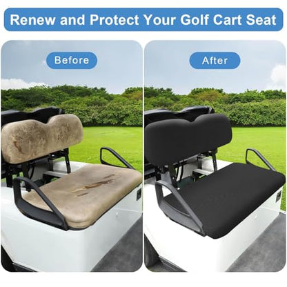 MOSNAI Universal Golf Cart Seat Covers Set for EZGO TXT/RXV, Club Car DS/Precedent, Yamaha G29/ Drive 2 Front Seats, Durable Breathable Bench Seat Covers Washable Polyester Mesh Cloth Without Logo - color: Black