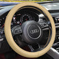 Haokay Heavy Duty Pure Cowhide Steering Wheel Cover SUV Car, Beige Genuine Leather Steering Wheel Cover Men Women Universal 14.5 to 15 Inch - color: BEIGE-1