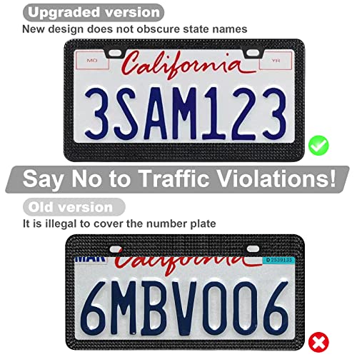 QUANQIUFEI 2 Pack Bling License Plate Frames for Women, Sparkly Rhinestone Diamond Car Accessories with Glitter Crystal Caps (Black) - color: Black