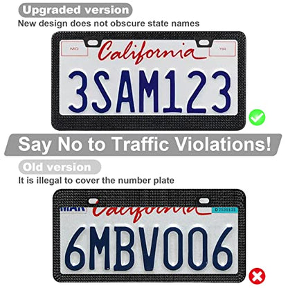 QUANQIUFEI 2 Pack Bling License Plate Frames for Women, Sparkly Rhinestone Diamond Car Accessories with Glitter Crystal Caps (Black) - color: Black