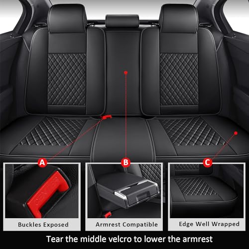Car Seat Covers Full Coverage,Waterproof Seat Covers Full Set Leather Car Seat Protector Automotive Seat Covers Universal Vehicle Cushion Cover Fit for Cars SUV Pick-up Truck(Black,Full Set) - color: Black, size: 5PCS Full Set