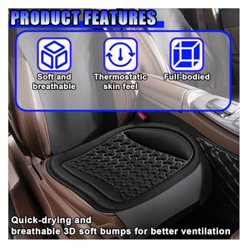 Car Seat Cushion, Comfort Cool Ice Silk Fibers Automotive Front Seats Pad, Non-Slip Breathable Auto Guard Seat Cushion, Drivers Seats Protector Covers for Vehicle, Home, Office (Black) - color: Black