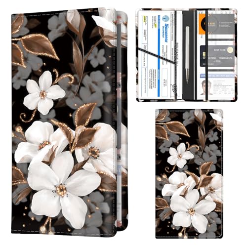 Car Registration and Insurance Holder with Magnetic Shut, Cute Vehicle Glove Box Car Organizer, Premium Interior Car Accessories for Women Men Luxury Boho Flowers - color: Luxury Boho Flowers