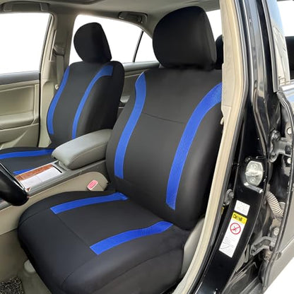 Car Seat Cover Full Sets, 9PCS Waterproof Vehicle Front and Rear Split Bench Covers with 3D Foam Back Support, Breathable Auto Seat Protective Accessories, Universal for SUV RV Truck (Blue) - color: Blue