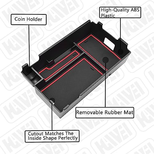Center Console Organizer Tray Compatible with Chevy Equinox 2018 2019 2020 2021 2023 2024 Accessories, Armrest Insert Secondary Storage Box (Not Fit 2025 2026) Red Trim - color: red