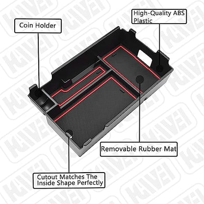 Center Console Organizer Tray Compatible with Chevy Equinox 2018 2019 2020 2021 2023 2024 Accessories, Armrest Insert Secondary Storage Box (Not Fit 2025 2026) Red Trim - color: red
