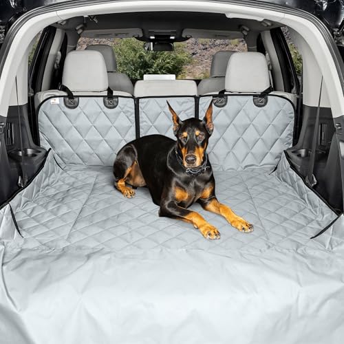 4Knines Split Cargo Liner for SUV – for Dogs & Pets, Heavy-Duty, Waterproof Trunk Mat & Cargo Cover – Fits 60/40 Split Bench & Armrest Pass-Through – Machine Washable, Non-Slip, Durable (Small, Grey) - color: Grey, size: Small